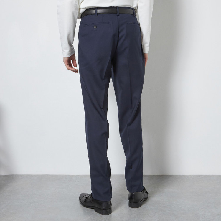 シルバーライン 【CLASSICO TAPERED】【春夏】1タックテーパードパンツ/ネイビー×グレンチェック/ウエストムーブ/※裾上げ必要 紺濃色