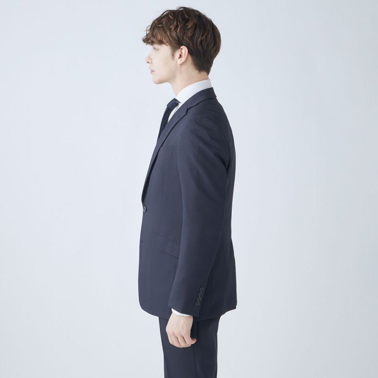 ブラックライン 【KSW】【年間】2釦シングルスーツ 0タック/ネイビー×シャドーストライプ/ウォッシャブルパンツ※裾上げ必要 紺濃色