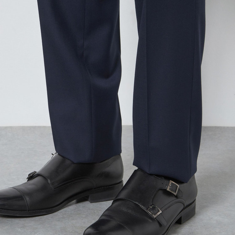 シルバーライン 【CLASSICO TAPERED】【春夏】1タックテーパードパンツ/ネイビー×グレンチェック/ウエストムーブ/※裾上げ必要 紺濃色