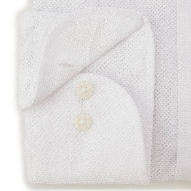スーツセレクト 【発送在庫あり】【CLASSICO TAPERED】ホリゾンタルワイドドレスワイシャツ/ホワイト×レノクロス(からみ織り) ホワイト系(白)