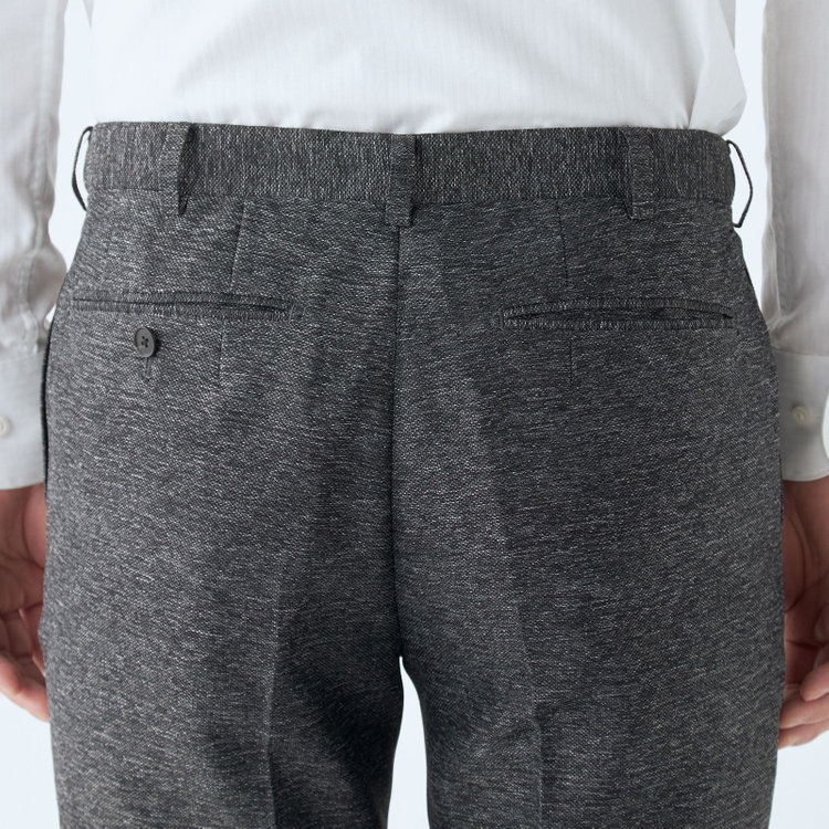 シルバーライン 【RBC】【春夏】ポリエステル1タックテーパードパンツ/ブラック/ウエストムーブ仕様/4S SUSTAINABILITY&ECOLOGY FABRIC/※裾上げ必要 黒