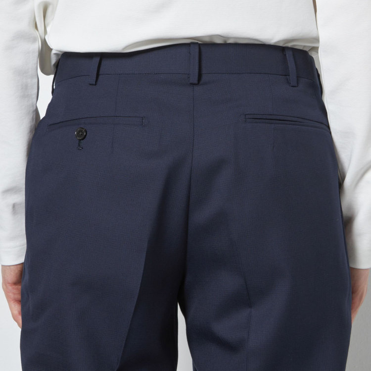 シルバーライン 【CLASSICO TAPERED】【春夏】1タックテーパードパンツ/ネイビー×グレンチェック/ウエストムーブ/※裾上げ必要 紺濃色