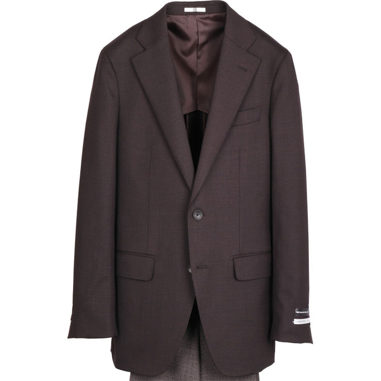 スーツセレクト 【発送在庫あり】【CLASSICO TAPERED】【秋冬】コーディネートパンツ付き/2釦シングルスーツ 1タック/ブラウン＆ブラック×ハウンドトゥース+ダークグレーパンツ/シャーリング仕様/NEW ZEALAND WOOL MIX ブラウン系(茶)