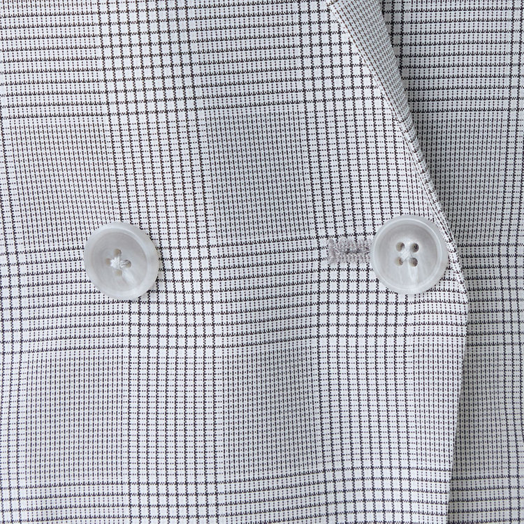 シルバーライン 【SL】【年間】ノーカラーダブル釦ジレ/グレー×チェック グレー中間