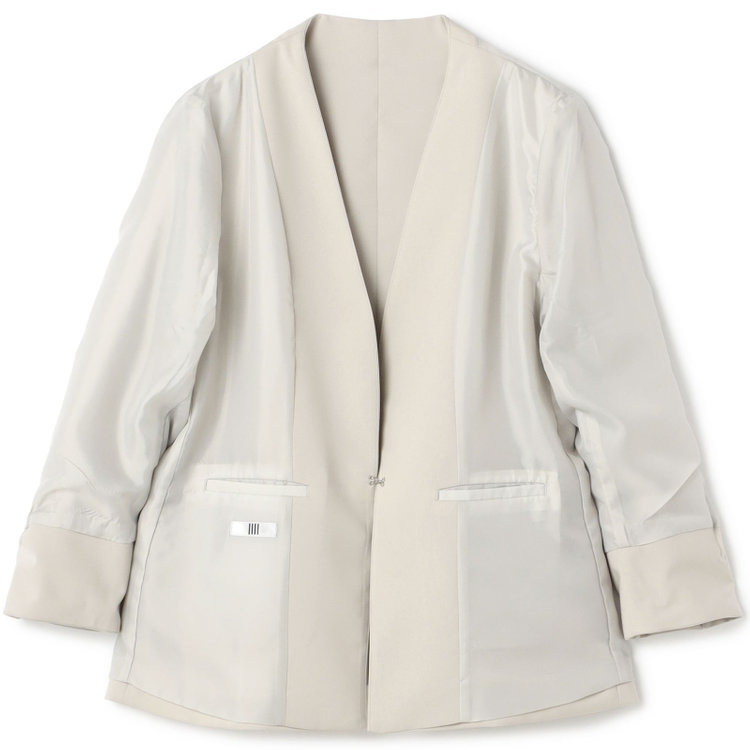 SUIT SELECT　アウトレット 【WEB限定/OUTLET/汚れ・キズ等有】【SL】【春夏】ノーカラー七分袖ジャケット/ライトグレー/ウォッシャブル グレー淡色