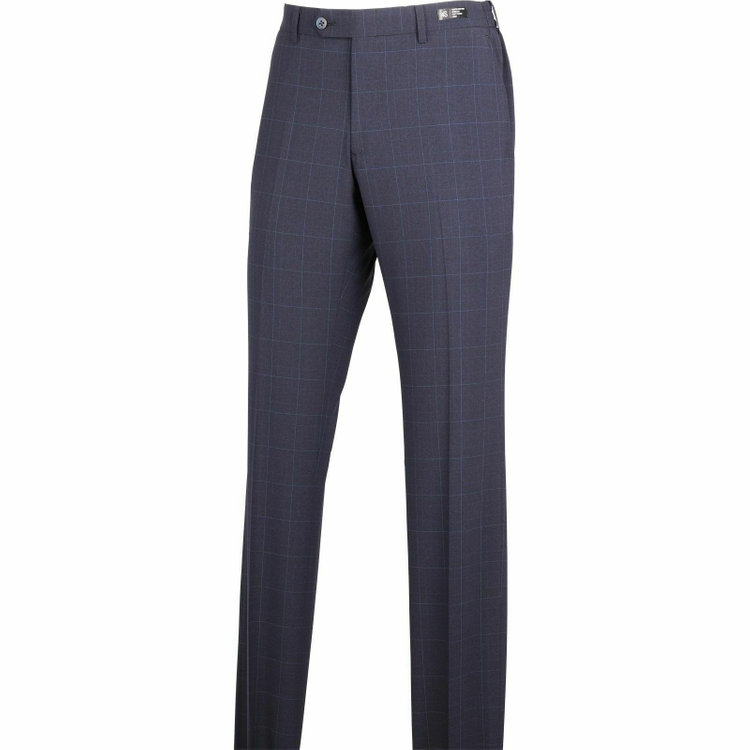 【WEB限定/OUTLET】【SLIM TAPERED】【春夏】4S 0タックテーパードパンツ/ネイビー×チェック/ウォッシャブル