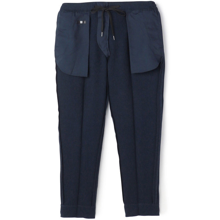 ソノタ 【BLACK LINE】【秋冬】ドローコード0タックパンツ/ネイビー/ウエストシャーリング仕様/※裾上げ済み仕様 紺中間
