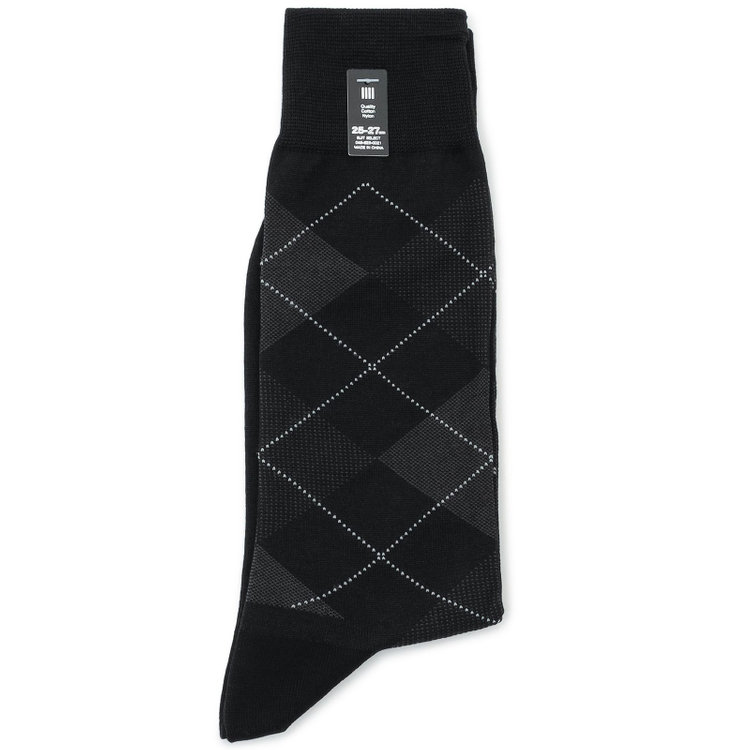 スーツセレクト 【発送在庫あり】ソックス/ブラック×アーガイル/（25cm～27cm） 黒