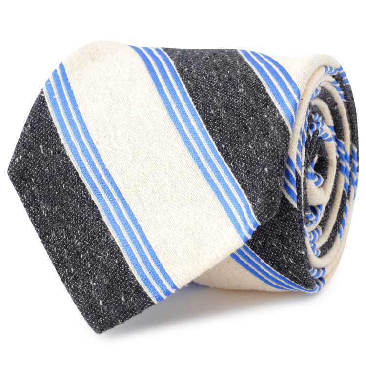 シルバーライン 【SILVER LINE】シルクストライプネクタイ 8.5cm幅/ネイビー×ホワイト/Finest fabrics by COMO ITALY その他