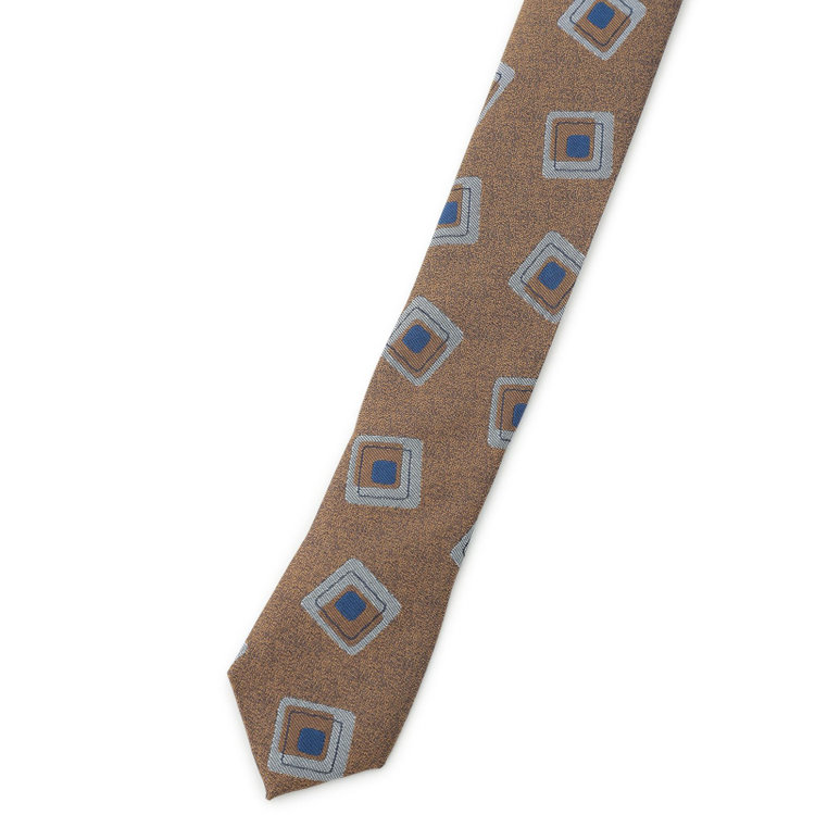 シルバーライン 【SILVER LINE】シルクブレンド小紋ネクタイ 8.0cm幅/ゴールド×シルバー＆ネイビー その他