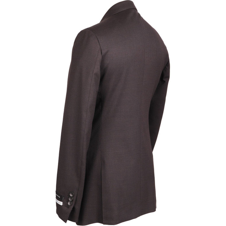 スーツセレクト 【発送在庫あり】【CLASSICO TAPERED】【秋冬】コーディネートパンツ付き/2釦シングルスーツ 1タック/ブラウン＆ブラック×ハウンドトゥース+ダークグレーパンツ/シャーリング仕様/NEW ZEALAND WOOL MIX ブラウン系(茶)