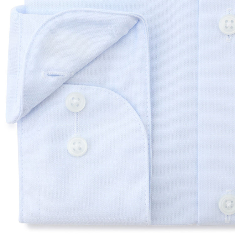 ブラックライン 【発送在庫あり】【WEB限定】【BLACK LINE】ワイドカラーワイシャツ/ブルー×ドビー/「4S」スーパーノンアイロン・ストレッチ 青中間