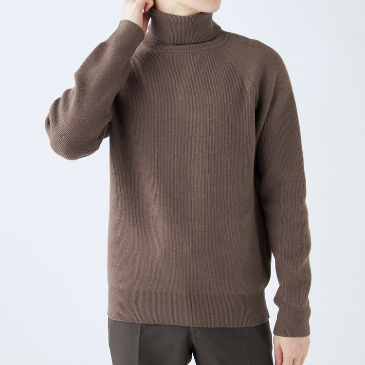 ソノタ 【RBC】【秋冬】片畦編みウールブレンド ミドルウエイトタートルネックニットセーター/ブラウン 茶中間