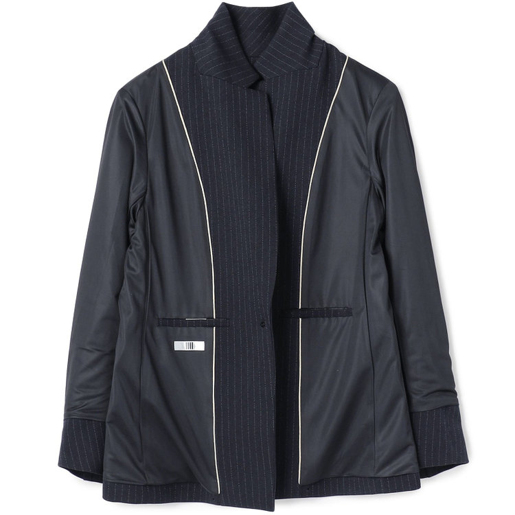 シルバーライン 【SILVER LINE】【年間】1釦シングルパンツスーツ/ネイビー×ストライプ/ウエストシャーリング/ウォッシャブル/※パンツ裾上げ済仕様 紺中間