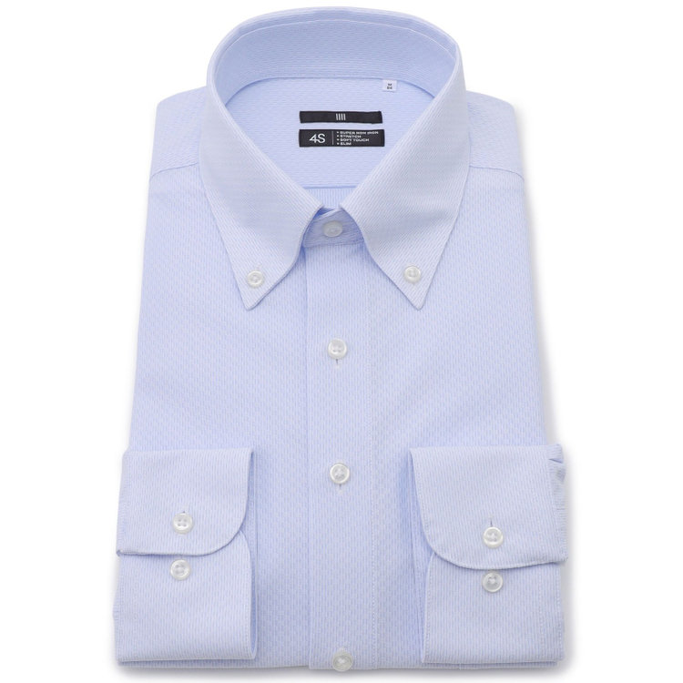 ブラックライン 【発送在庫あり】【BLACK LINE】ボタンダウンワイシャツ/ブルー×ドビー/「4S」スーパーノンアイロン・ストレッチ 青濃色