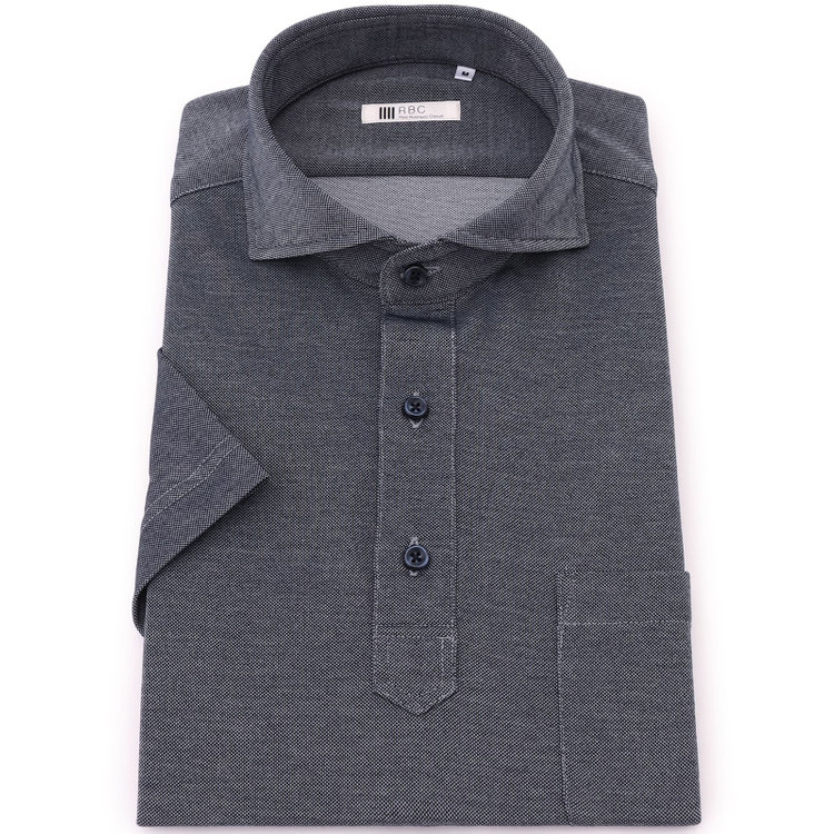 シルバーライン 【RBC/五分袖】カッタウェイビズポロシャツ プルオーバータイプ/ネイビーグレー/4S コットンブレンド 青濃色