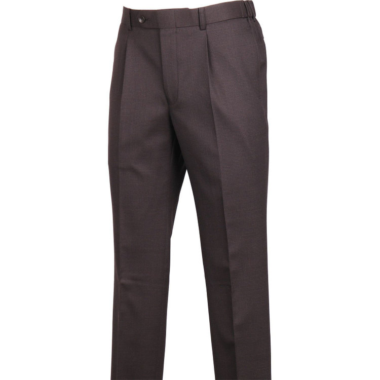 スーツセレクト 【発送在庫あり】【CLASSICO TAPERED】【秋冬】コーディネートパンツ付き/2釦シングルスーツ 1タック/ブラウン＆ブラック×ハウンドトゥース+ダークグレーパンツ/シャーリング仕様/NEW ZEALAND WOOL MIX ブラウン系(茶)