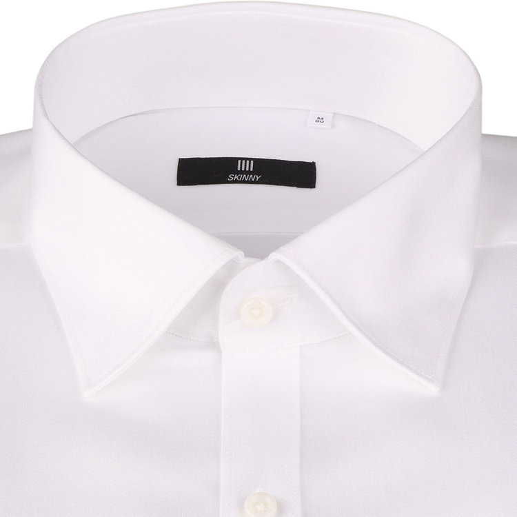 ブラックライン 【SKINNY】【形態安定】ワイドカラードレスワイシャツ/ホワイト×ソリッド/ストレッチ ホワイト系(白)