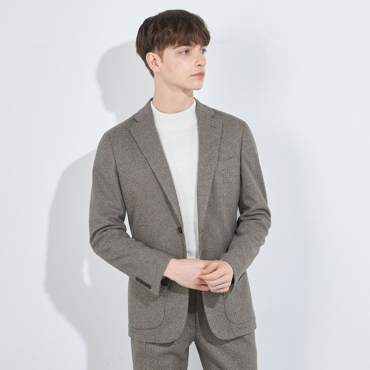 シルバーライン 【5DAYS CLOSET】【RBC】【秋冬】2釦ジャケット/カーキ×チェック/パッチポケット 黄淡色