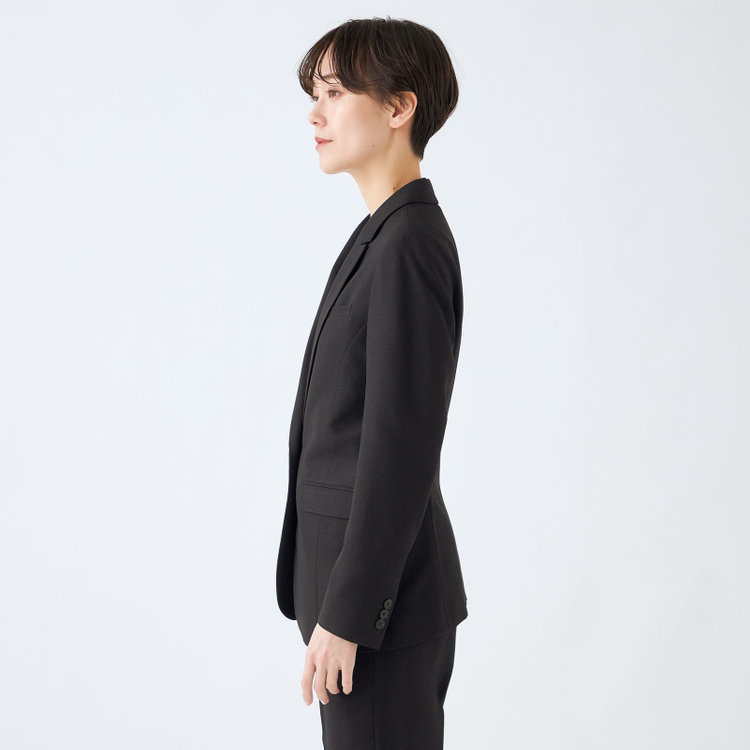 シルバーライン 【RELAX TAPERED】【秋冬】1釦シングルテーパードパンツスーツ/ブラック/ウォッシャブル/※パンツ裾上げ済仕様 黒