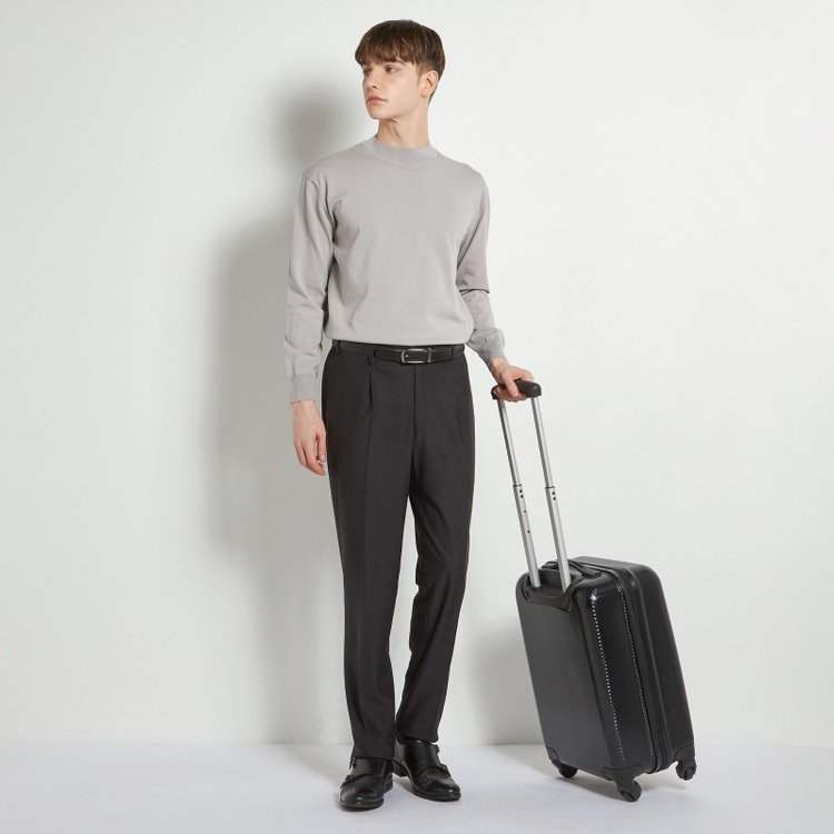 シルバーライン 【CLASSICO TAPERED】【春夏】1タックテーパードパンツ/ブラック/ウエストシャーリング仕様/4S SUSTAINABILITY&ECOLOGY FABRIC/※裾直し必要 黒