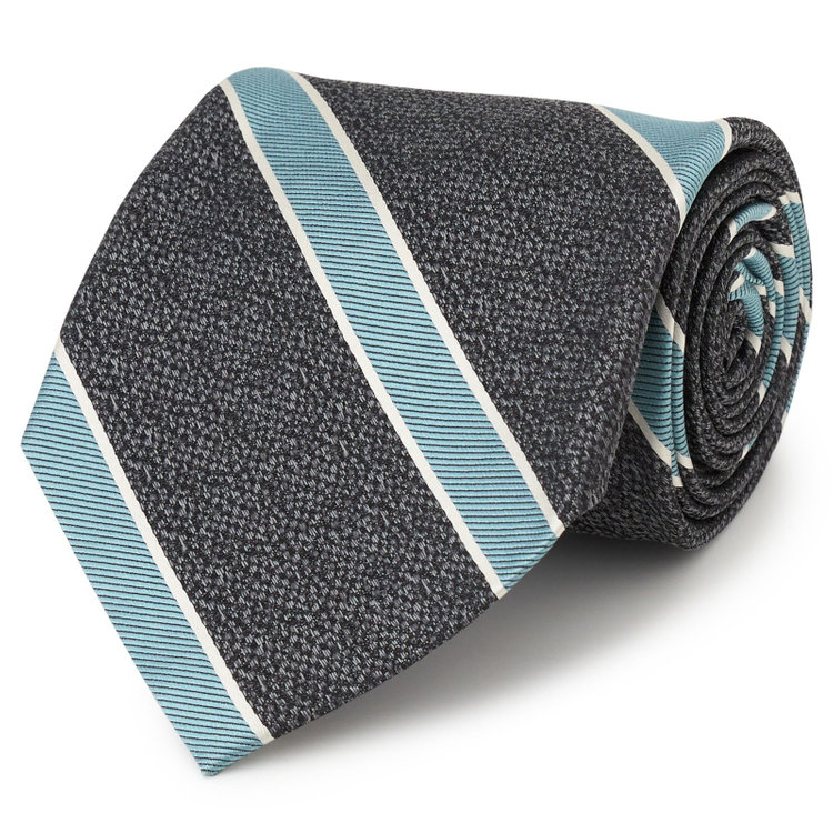 シルバーライン 【SILVER LINE】シルクストライプネクタイ 8.5cm幅/グレー×ブルー/Finest fabrics by COMO ITALY その他