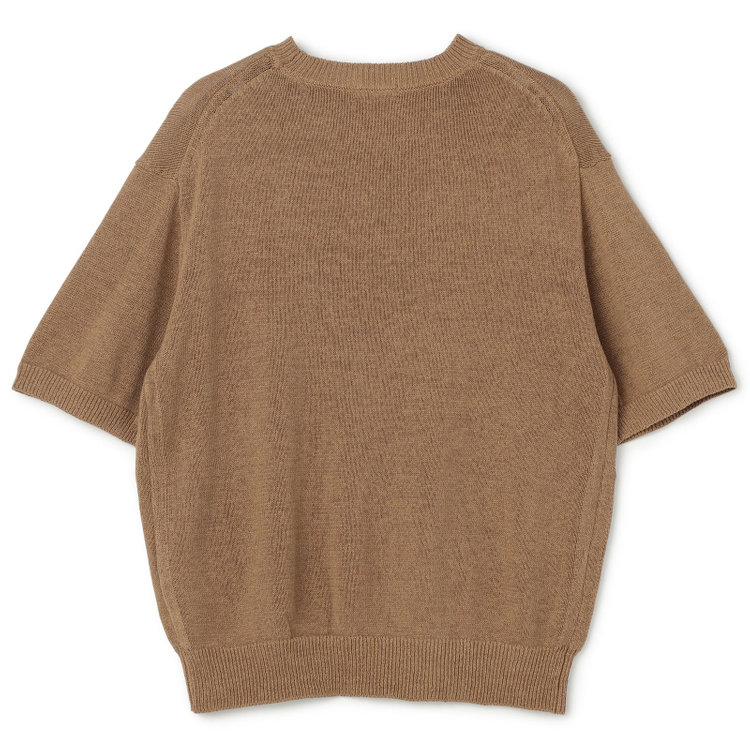 スーツセレクト 【RBC】【半袖】リネンコットンブレンドクルーネックニット/ブラウン 茶淡色