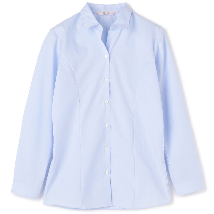 ソノタ 【SUIT SELECT×Samantha Thavasa】【長袖】リボン&フリル取り外しスキッパー/ブルー×ドビーストライプ/形態安定 青淡色