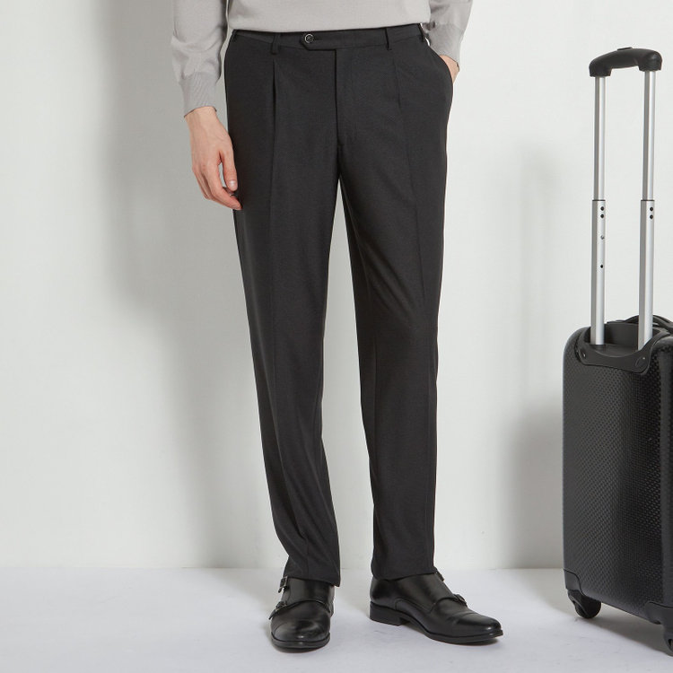 シルバーライン 【CLASSICO TAPERED】【春夏】1タックテーパードパンツ/ブラック/ウエストシャーリング仕様/4S SUSTAINABILITY&ECOLOGY FABRIC/※裾直し必要 黒