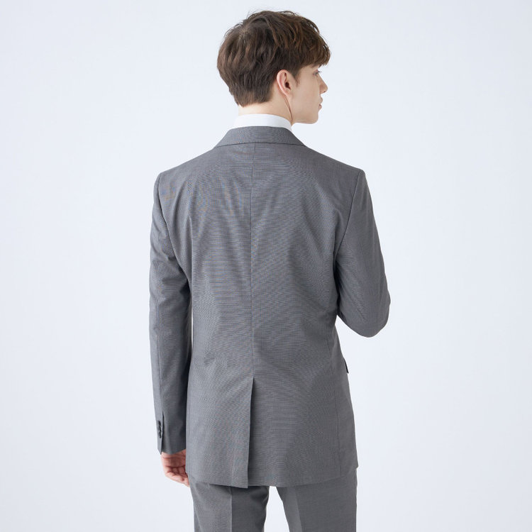 ブラックライン 【SLIM TAPERED_2】【春夏】2釦シングルスーツ 0タック/グレー/ウエストシャーリング/4S SUSTAINABILITY&ECOLOGY FABRIC/ウォッシャブル/※パンツ裾上げ済仕様 グレー中間