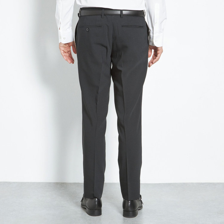 ブラックライン 【SLIM TAPERED】【年間】ウォッシャブル0タックテーパードパンツ/ブラック/裾上げ済仕様 黒