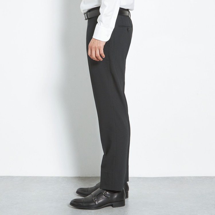 ブラックライン 【SLIM TAPERED】【年間】ウォッシャブル0タックテーパードパンツ/ブラック/裾上げ済仕様 黒