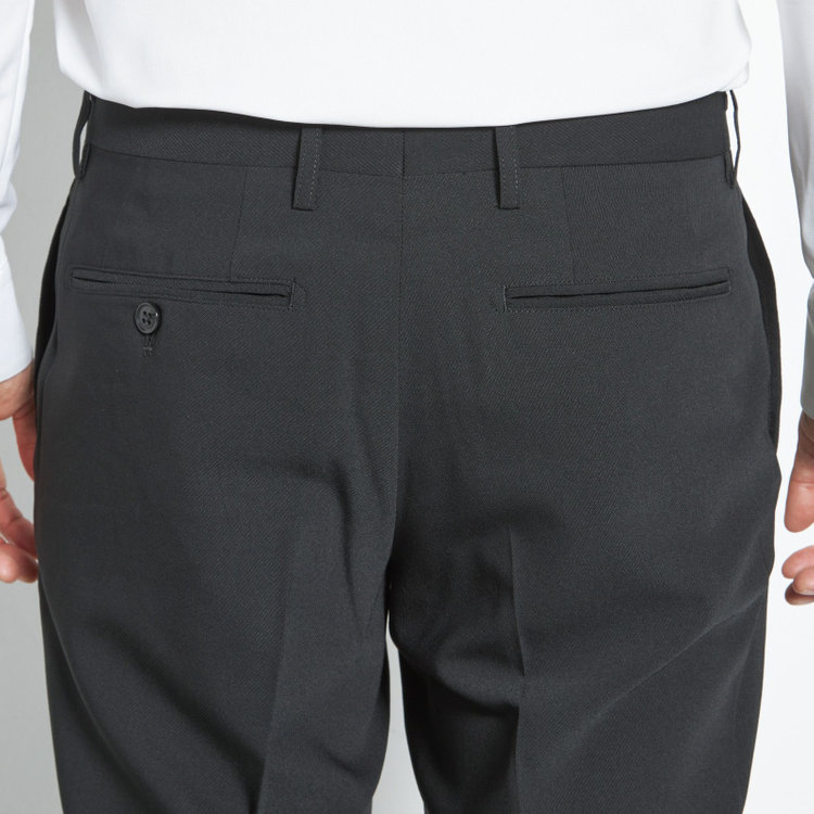 ブラックライン 【SLIM TAPERED】【年間】ウォッシャブル0タックテーパードパンツ/ブラック/裾上げ済仕様 黒