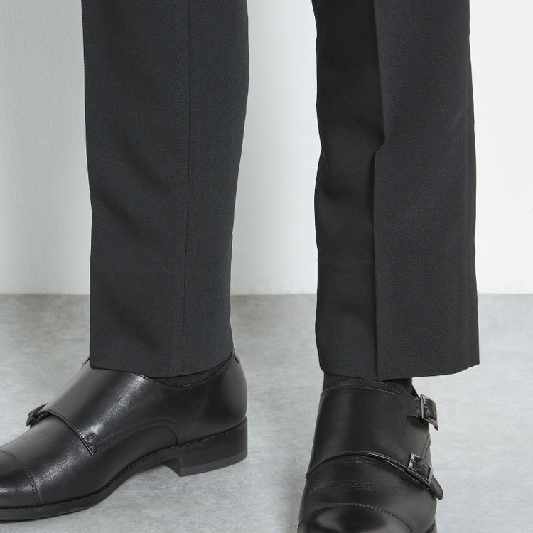 ブラックライン 【SLIM TAPERED】【年間】ウォッシャブル0タックテーパードパンツ/ブラック/裾上げ済仕様 黒