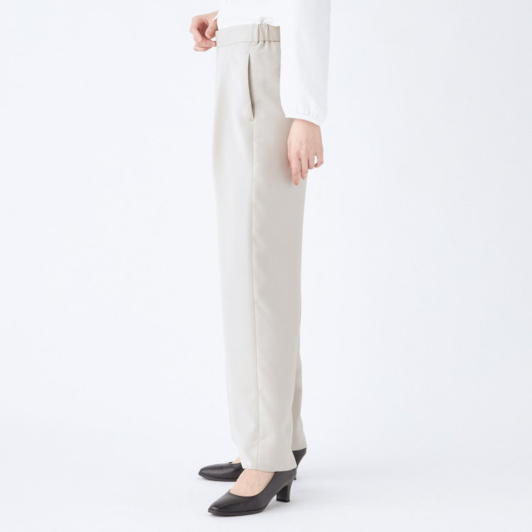 SUIT SELECT　アウトレット 【WEB限定/OUTLET/汚れ・キズ等有】【SL】【春夏】ワイドパンツ/ライトグレー/ウエストシャーリング/ウォッシャブル/裾上げ済仕様 グレー淡色