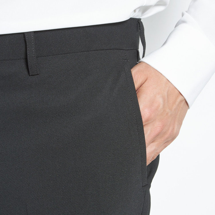 ブラックライン 【SLIM TAPERED】【年間】ウォッシャブル0タックテーパードパンツ/ブラック/裾上げ済仕様 黒