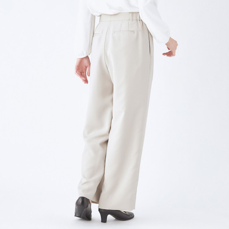 SUIT SELECT　アウトレット 【WEB限定/OUTLET/汚れ・キズ等有】【SL】【春夏】ワイドパンツ/ライトグレー/ウエストシャーリング/ウォッシャブル/裾上げ済仕様 グレー淡色