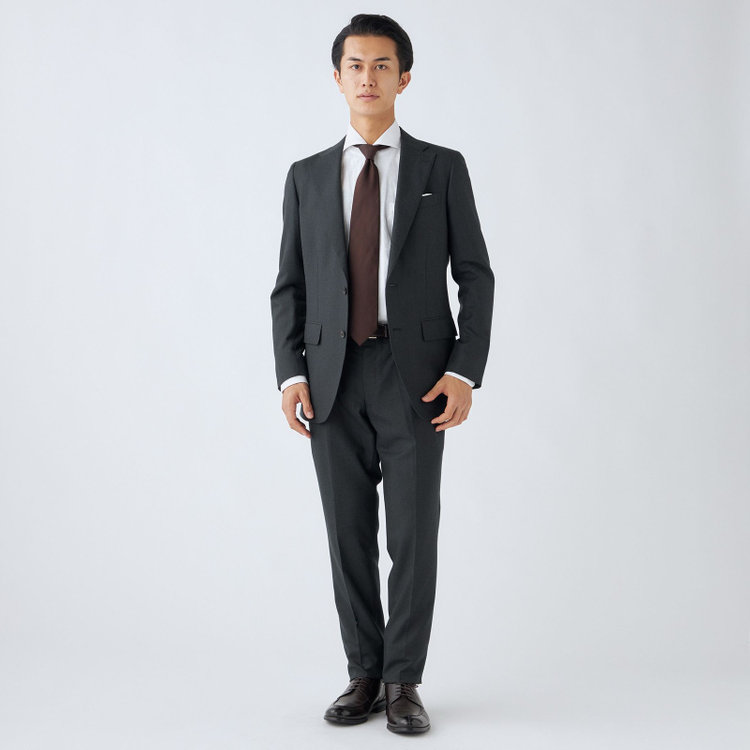 シルバーライン 【発送在庫あり】【CLASSICO TAPERED】【秋冬】2釦シングルスーツ 1タック/グリーン/Ermenegildo Zegna LOOP woven in italy/※裾上げ必要 緑濃色