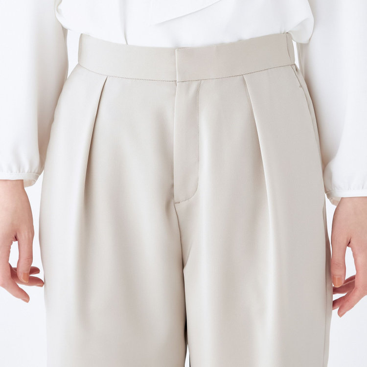 SUIT SELECT　アウトレット 【WEB限定/OUTLET/汚れ・キズ等有】【SL】【春夏】ワイドパンツ/ライトグレー/ウエストシャーリング/ウォッシャブル/裾上げ済仕様 グレー淡色