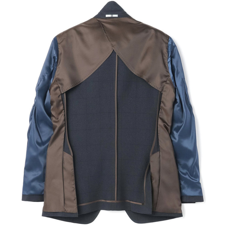 シルバーライン 【CLASSICO TAPERED】【秋冬】コーディネートパンツ付き/2釦シングルスーツ 1タック/ネイビー×グレンチェック+グレーソリッドパンツ/ウエストムーブ/4S SUSTAINABILITY&ECOLOGY FABRIC/※パンツ裾上げ済仕様 紺濃色