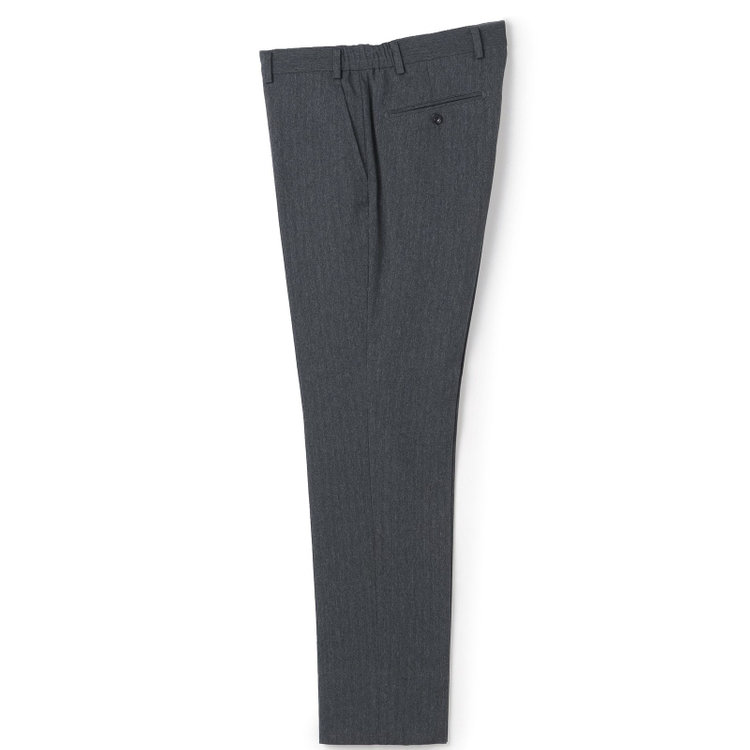 ブラックライン 【SLIM TAPERED_2】【秋冬】2釦シングルスリーピーススーツ 0タック/グレー×シャドーストライプ/ウエストシャーリング/4S SUSTAINABILITY&ECOLOGY FABRIC/※パンツ裾上げ済仕様 グレー中間