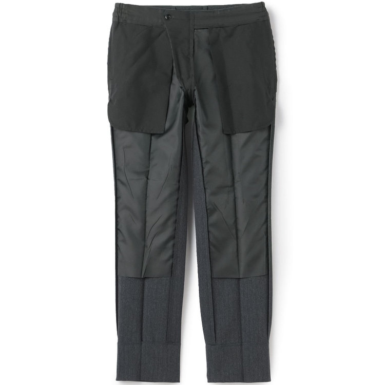 ブラックライン 【SLIM TAPERED_2】【秋冬】2釦シングルスリーピーススーツ 0タック/グレー×シャドーストライプ/ウエストシャーリング/4S SUSTAINABILITY&ECOLOGY FABRIC/※パンツ裾上げ済仕様 グレー中間