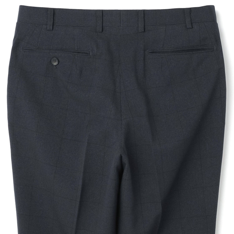 シルバーライン 【CLASSICO TAPERED】【秋冬】コーディネートパンツ付き/2釦シングルスーツ 1タック/ネイビー×グレンチェック+グレーソリッドパンツ/ウエストムーブ/4S SUSTAINABILITY&ECOLOGY FABRIC/※パンツ裾上げ済仕様 紺濃色
