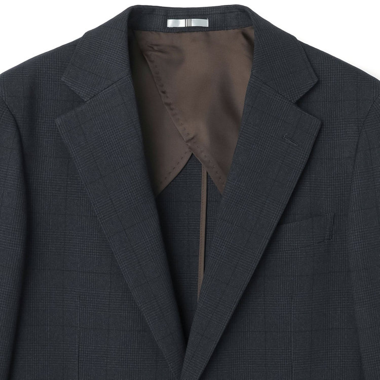 シルバーライン 【CLASSICO TAPERED】【秋冬】コーディネートパンツ付き/2釦シングルスーツ 1タック/ネイビー×グレンチェック+グレーソリッドパンツ/ウエストムーブ/4S SUSTAINABILITY&ECOLOGY FABRIC/※パンツ裾上げ済仕様 紺濃色