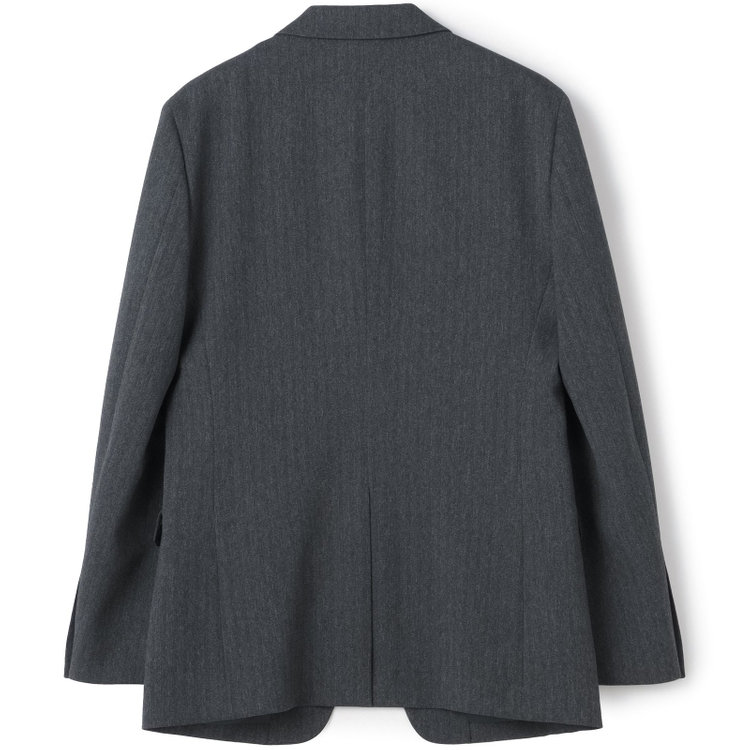 ブラックライン 【SLIM TAPERED_2】【秋冬】2釦シングルスリーピーススーツ 0タック/グレー×シャドーストライプ/ウエストシャーリング/4S SUSTAINABILITY&ECOLOGY FABRIC/※パンツ裾上げ済仕様 グレー中間