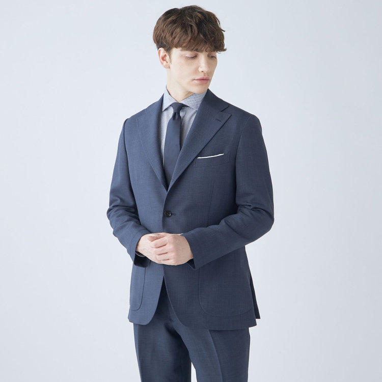 シルバーライン 【RBC】【春夏】3釦段返りシングルスーツ 2タック/ネイビー/パッチポケット/ドローコード&ウエストシャーリング/※パンツ裾上げ済仕様 紺淡色