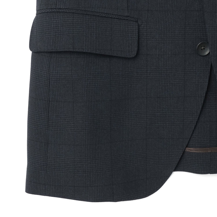 シルバーライン 【CLASSICO TAPERED】【秋冬】コーディネートパンツ付き/2釦シングルスーツ 1タック/ネイビー×グレンチェック+グレーソリッドパンツ/ウエストムーブ/4S SUSTAINABILITY&ECOLOGY FABRIC/※パンツ裾上げ済仕様 紺濃色