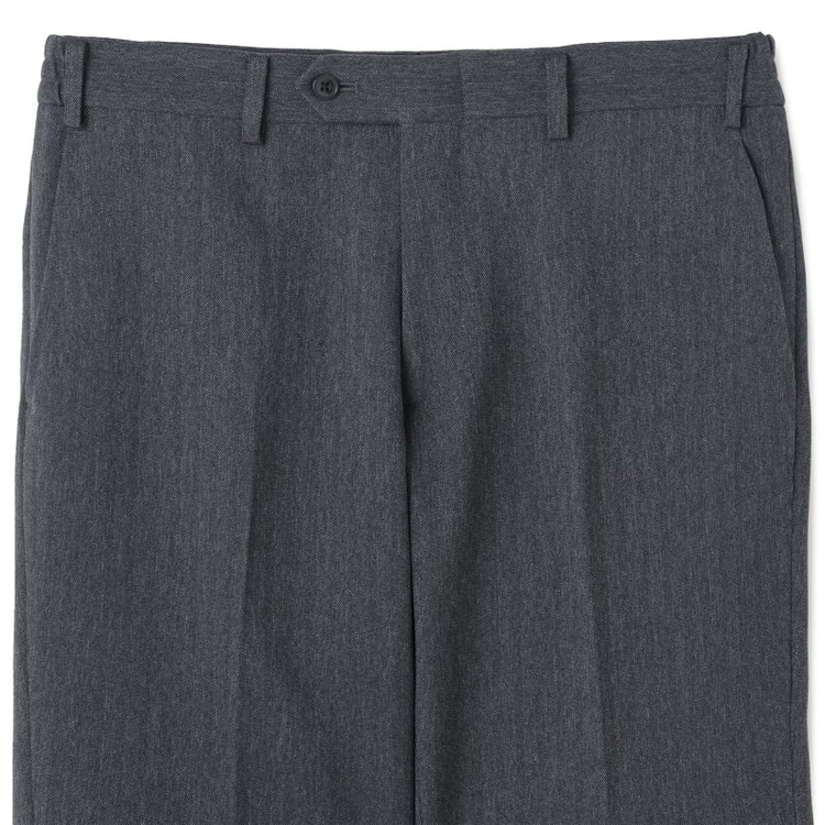 ブラックライン 【SLIM TAPERED_2】【秋冬】2釦シングルスリーピーススーツ 0タック/グレー×シャドーストライプ/ウエストシャーリング/4S SUSTAINABILITY&ECOLOGY FABRIC/※パンツ裾上げ済仕様 グレー中間