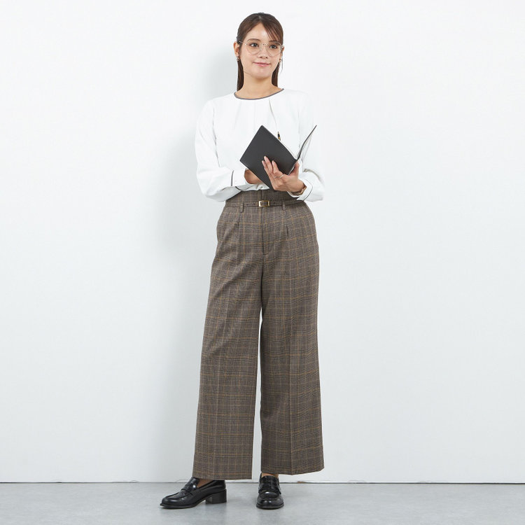 シルバーライン 【SL/長袖】ランダムタックプルオーバー/ホワイト+ブラック/「ウォッシャブル」「ストレッチ」「防シワ」「UV加工」「静電気防止」 白