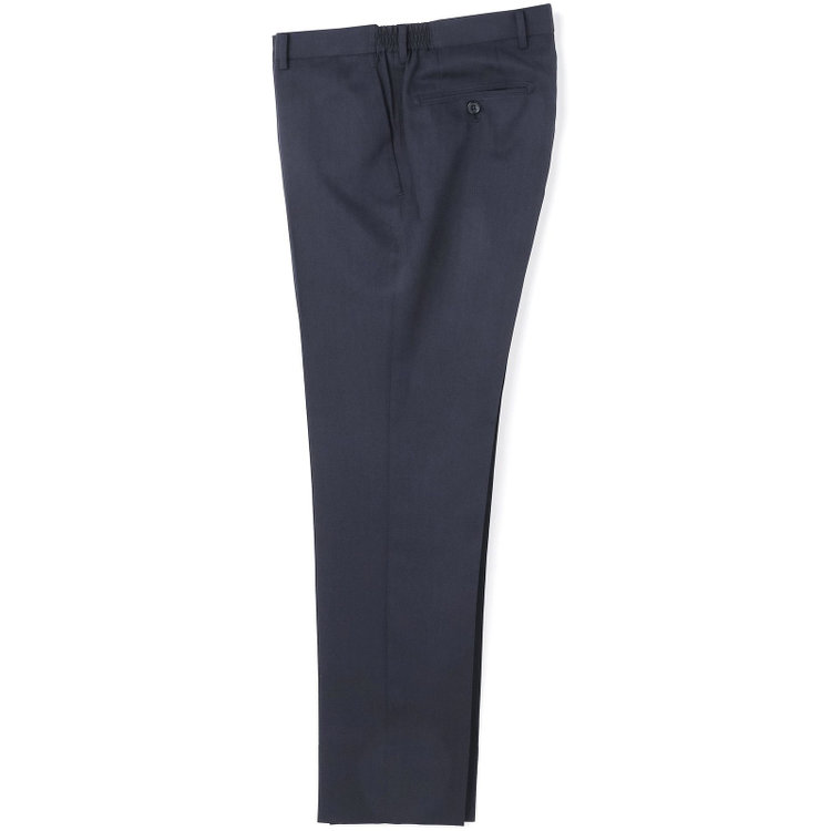 ブラックライン 【WEB限定】【発送在庫あり】【SLIM TAPERED】【年間】ウォッシャブル0タックテーパードパンツ/ネイビー×シャドーストライプ/ウエストシャーリング仕様/裾上げ済仕様 紺中間